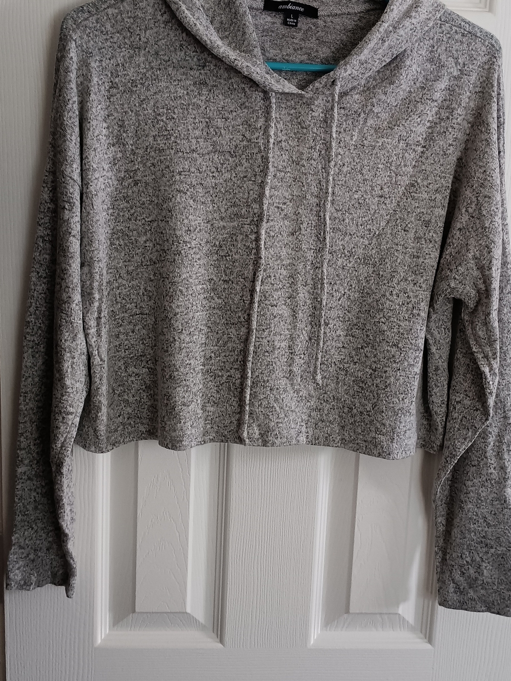 Ambiance Heather Gray Cropped Hoodie Sweatshirt